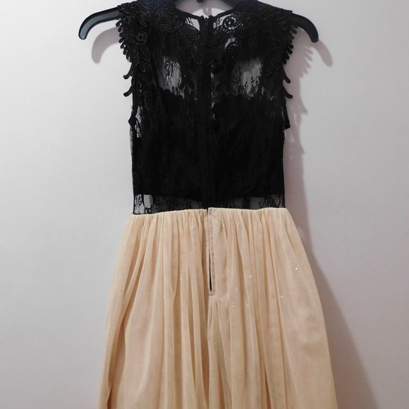 Black and Pink Lace / Tulle Formal Dress - Picture 3 of 9